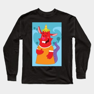 Red Wild Pig in Character Long Sleeve T-Shirt